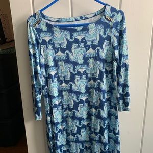 Lilly Pulitzer 3/4 Sleep Elephant Blue Dress